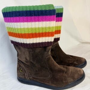Coach Tatum Suede Legacy Striped Knit Boots size 7